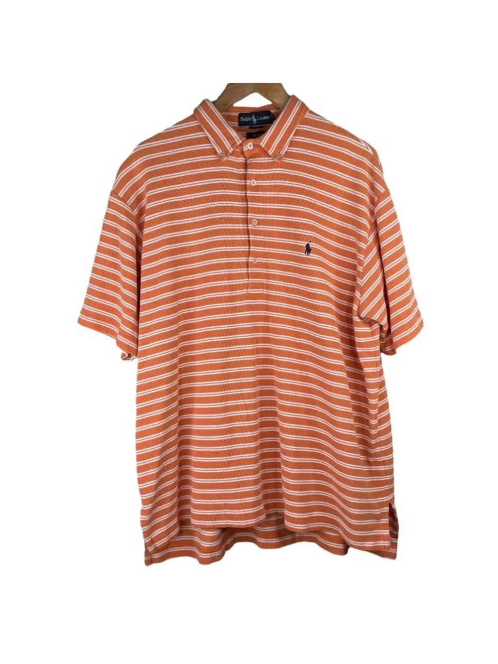 Ralph Lauren Polo Shirt Large Striped Big Shirt Short Sleeve Collared Golf Cotto